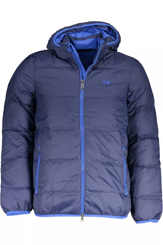 La Martina Elegant Detachable Hood Jacket in Blue La Martina