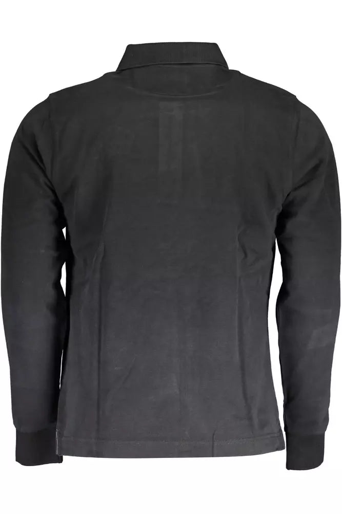 La Martina Elegant Long Sleeve Black Polo Shirt La Martina