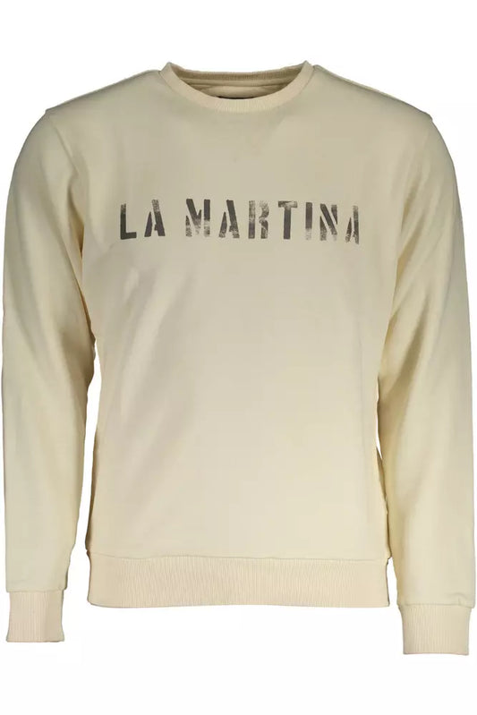 La Martina Elegant White Logo Print Sweatshirt La Martina