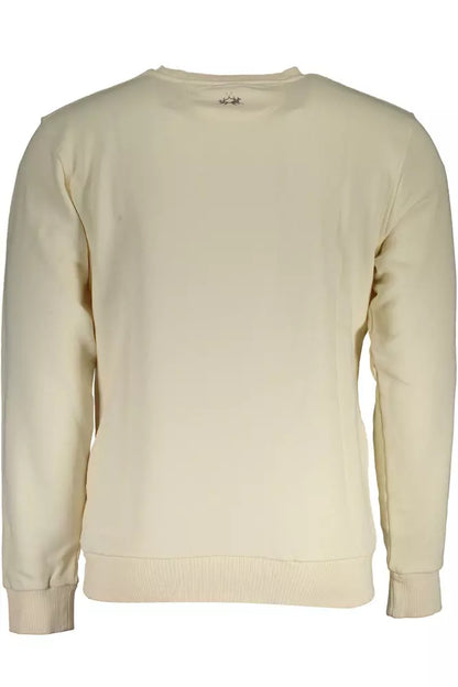 La Martina Elegant White Logo Print Sweatshirt La Martina