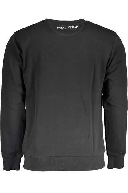 La Martina Elegant Black Crew Neck Embroidered Sweater La Martina