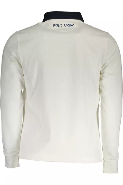 La Martina Elegant Long-Sleeved White Polo with Contrasting Details La Martina