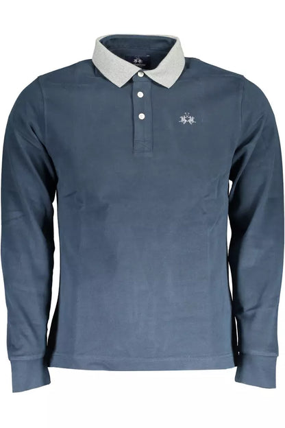 La Martina Elegant Blue Long-Sleeved Polo La Martina