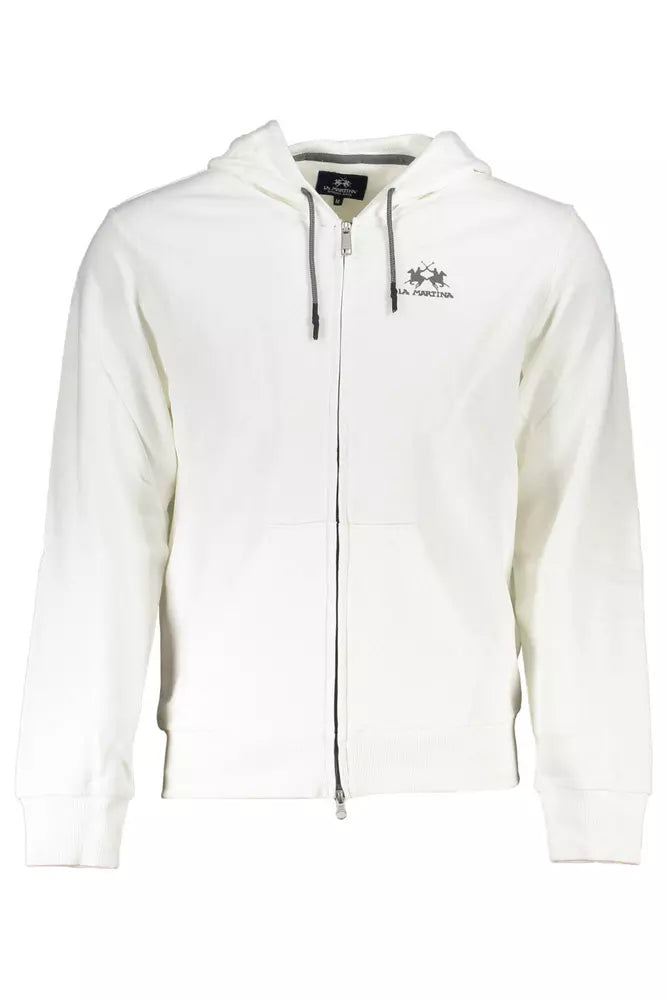 La Martina Classic White Zip-Up Hooded Sweatshirt La Martina