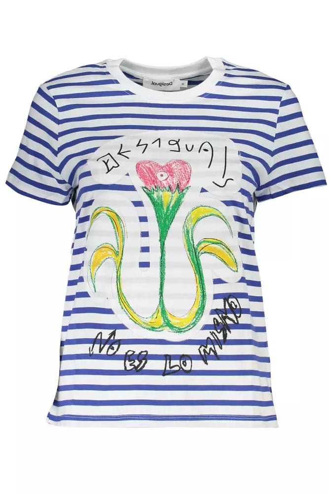 Desigual Chic Blue Contrasting Detail Tee Desigual