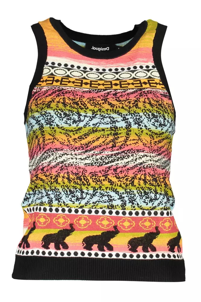 Desigual Chic Wide-Shoulder Tank with Contrasting Details Desigual