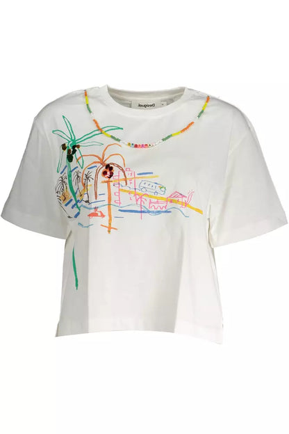 Desigual Chic Contrasting Print White Tee Desigual