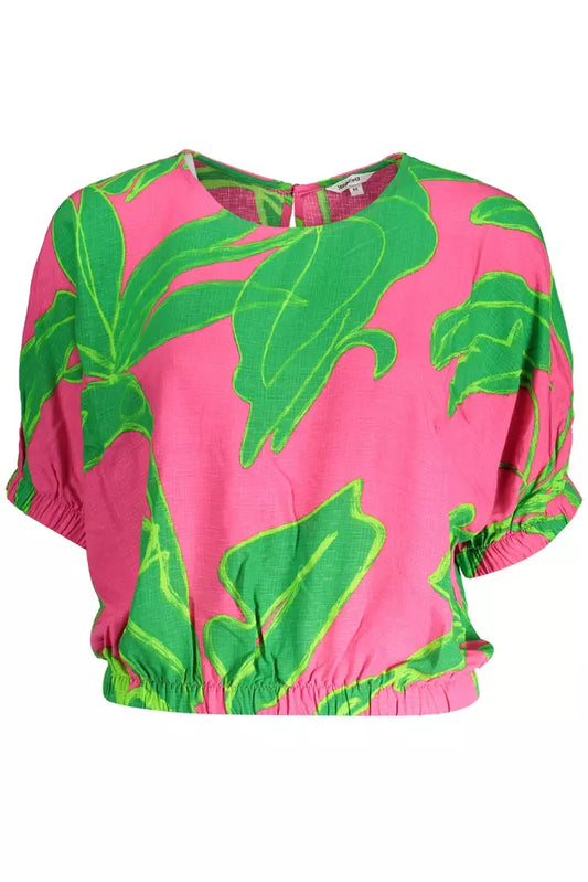 Desigual Chic Pink Viscose Blouse with Contrasting Details Desigual