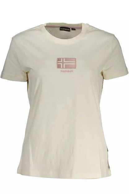 Napapijri Chic White Logo Tee with Unique Print Napapijri