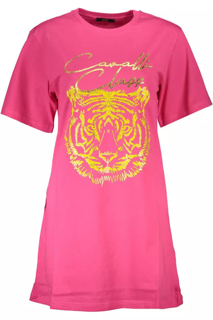 Cavalli Class Chic Pink Cotton Tee with Signature Print Cavalli Class