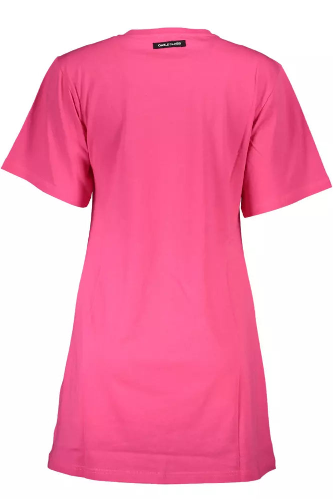 Cavalli Class Chic Pink Cotton Tee with Signature Print Cavalli Class