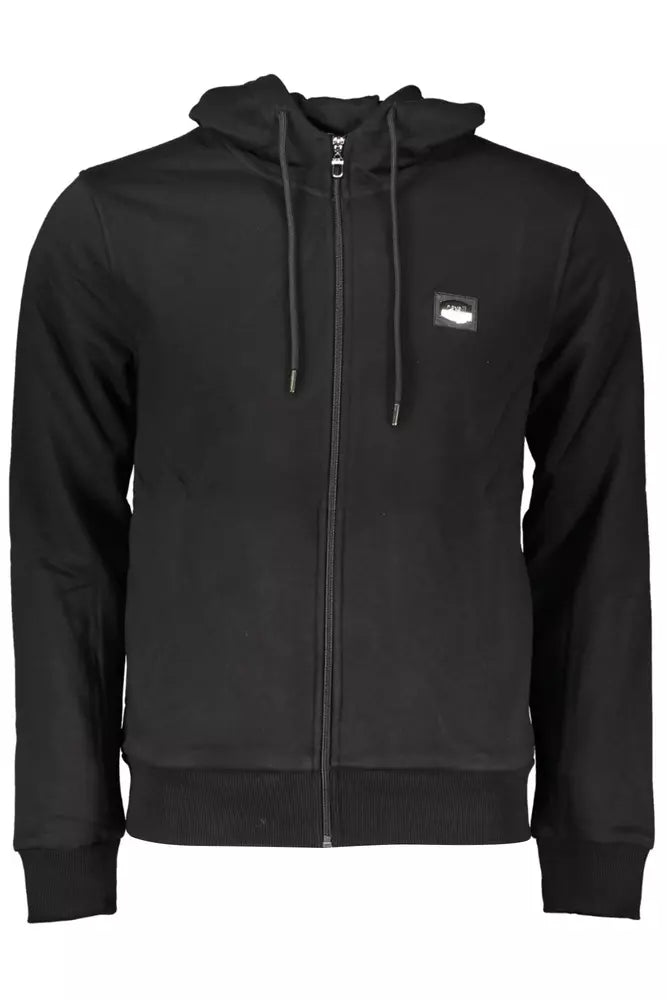 Cavalli Class Elegant Black Hooded Zip Sweatshirt Cavalli Class