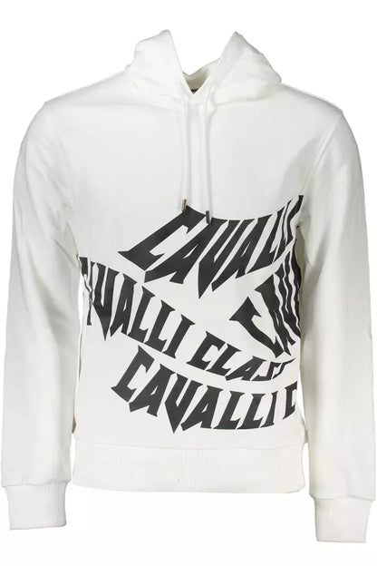 Cavalli Class Elegant White Hooded Sweatshirt Cavalli Class