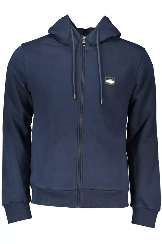 Cavalli Class Elegant Blue Hooded Zip Sweatshirt Cavalli Class