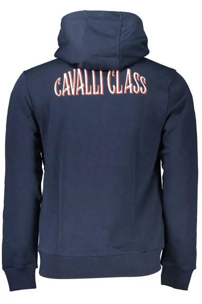 Cavalli Class Elegant Blue Hooded Zip Sweatshirt Cavalli Class