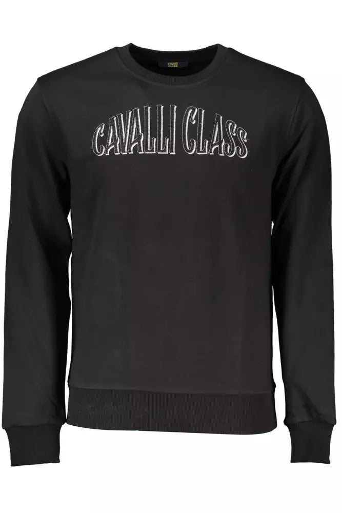 Cavalli Class Sophisticated Embroidered Black Sweater Cavalli Class