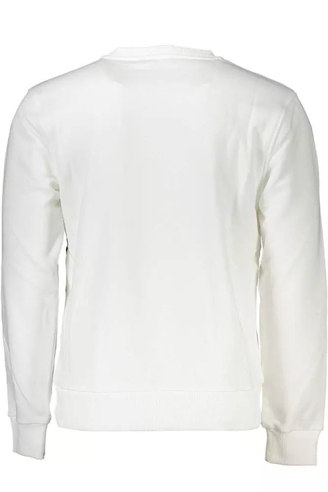 Cavalli Class Elegant White Brushed Sweatshirt with Logo Print Cavalli Class