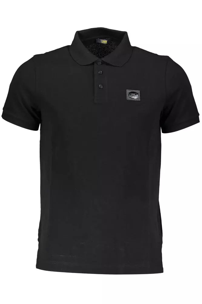 Cavalli Class Elegant Black Cotton Polo with Signature Applique Cavalli Class