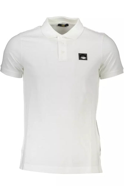 Cavalli Class Elegant White Cotton Polo with Logo Detail Cavalli Class