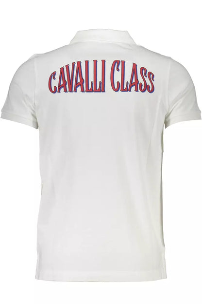 Cavalli Class Elegant White Cotton Polo with Logo Detail Cavalli Class