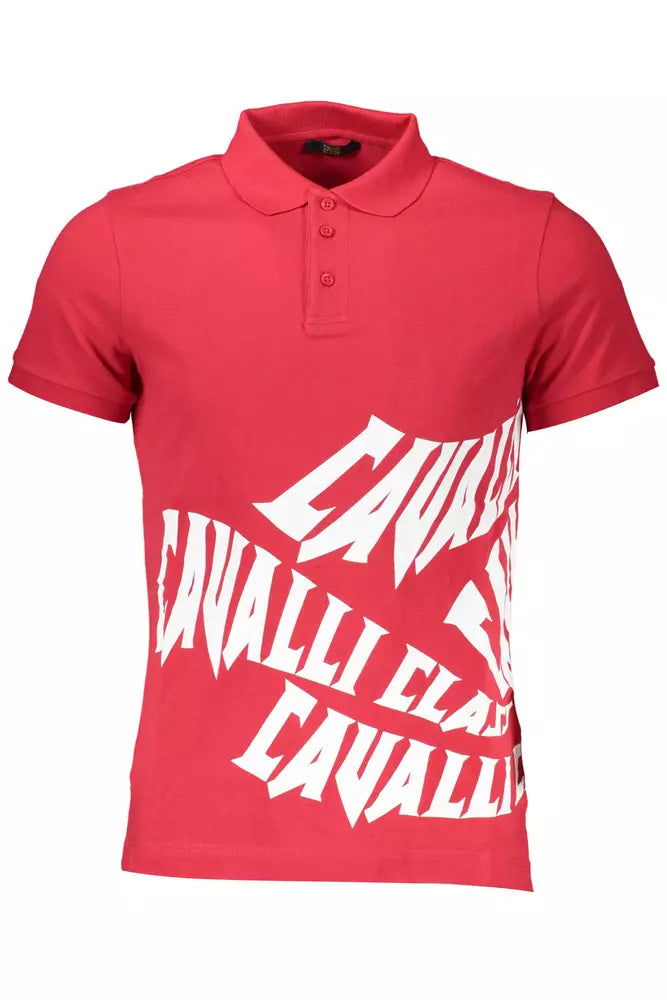 Cavalli Class Elegant Pink Cotton Polo for the Discerning Gentleman Cavalli Class