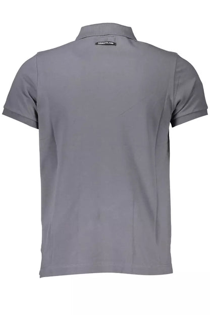 Cavalli Class Sleek Gray Cotton Polo with Classic Print Cavalli Class