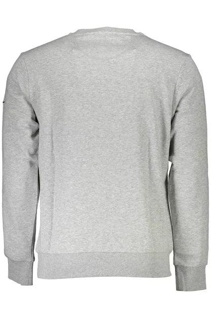 La Martina Chic Gray Crew Neck Embroidered Sweatshirt La Martina