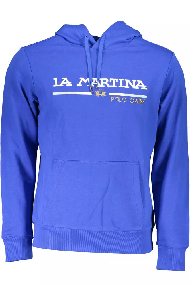 La Martina Chic Blue Embroidered Hooded Sweatshirt La Martina