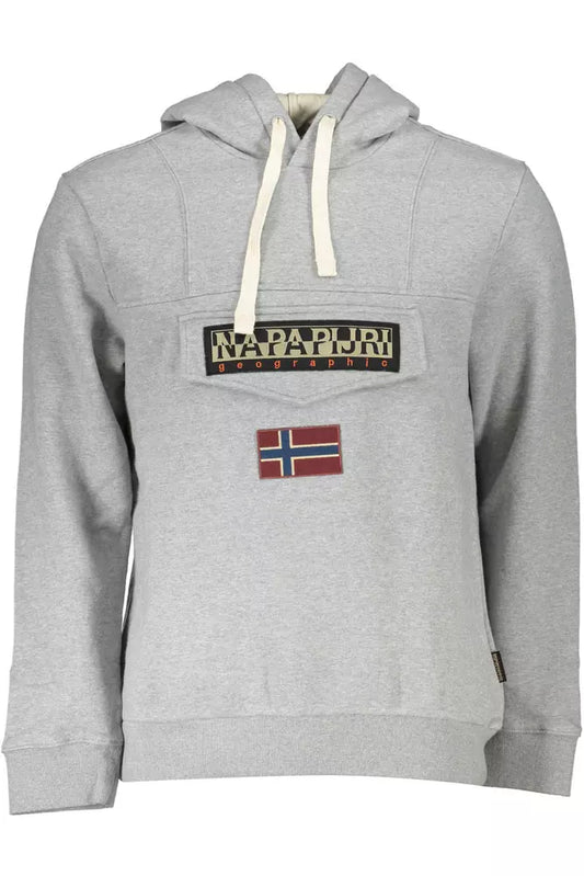 Napapijri Chic Gray Half-Zip Hooded Sweatshirt Napapijri