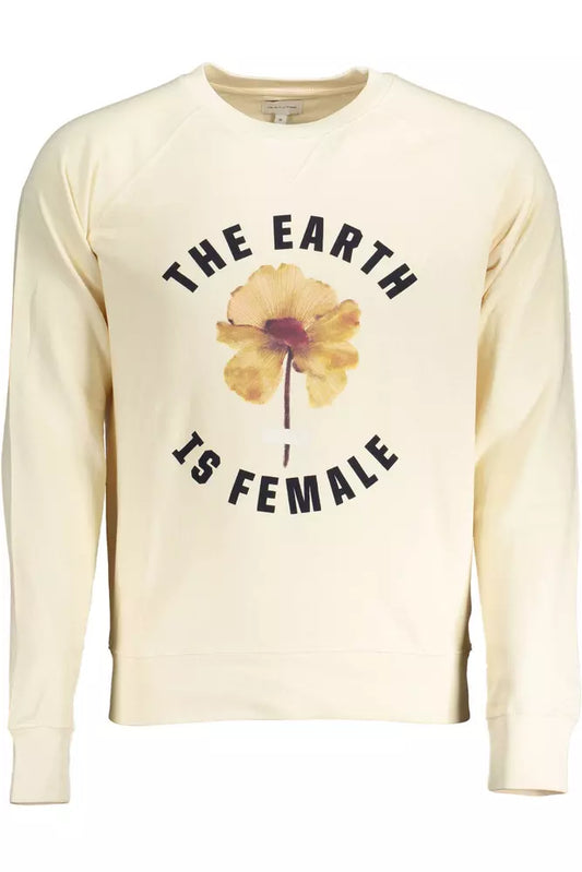 Gant Chic Beige Cotton Sweatshirt with Logo Print Gant