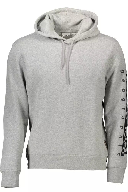 Napapijri Chic Gray Hooded Sweatshirt with Logo Detail Napapijri