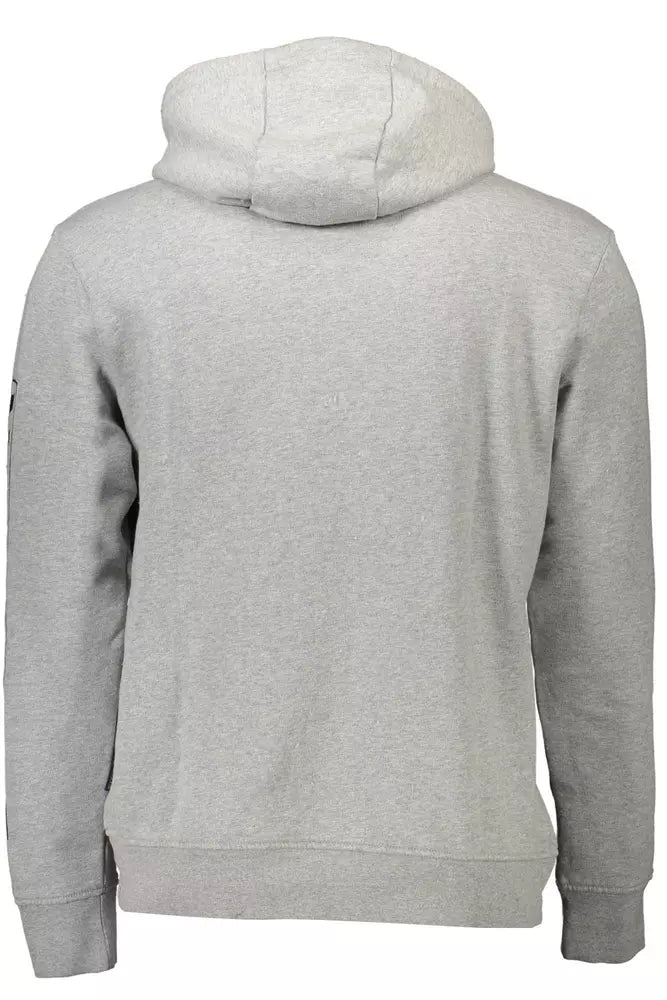 Napapijri Chic Gray Hooded Sweatshirt with Logo Detail Napapijri