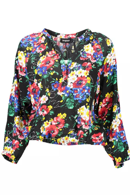 Desigual Vibrant V-Neck Buttoned Top with Elastic Waist Desigual