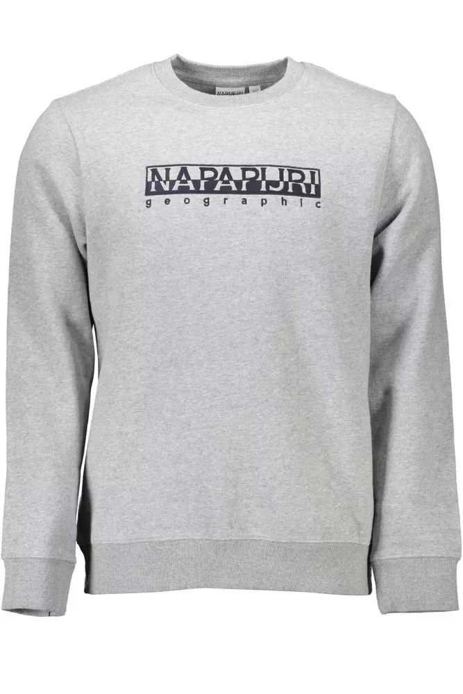 Napapijri Chic Gray Embroidered Organic Cotton Sweatshirt Napapijri