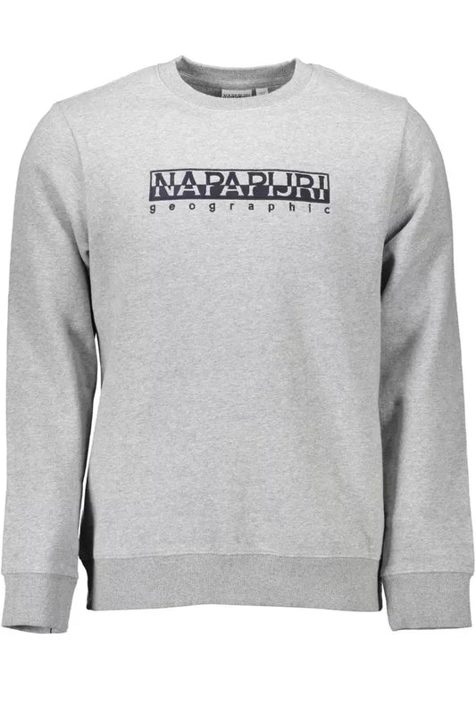 Napapijri Chic Gray Embroidered Organic Cotton Sweatshirt Napapijri