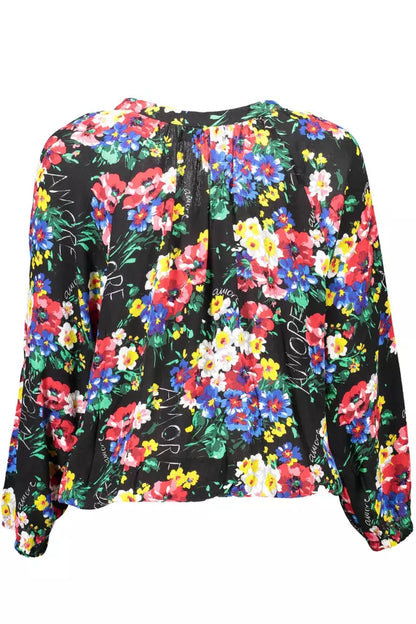 Desigual Vibrant V-Neck Buttoned Top with Elastic Waist Desigual