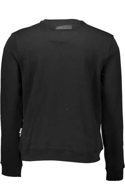 Plein Sport Sleek Black Cotton Sweatshirt with Bold Accents Plein Sport