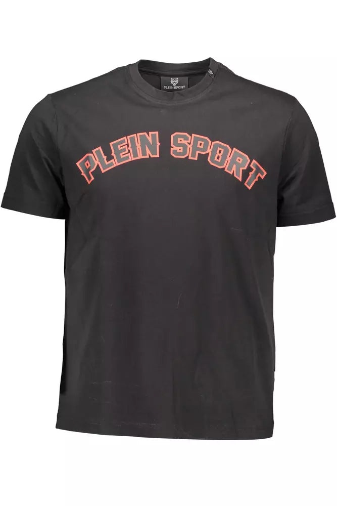 Plein Sport Sleek Black Cotton T-Shirt with Iconic Prints Plein Sport