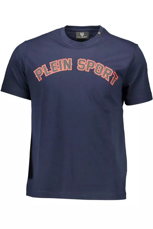 Plein Sport Sleek Blue Crew Neck Tee with Contrasting Prints Plein Sport