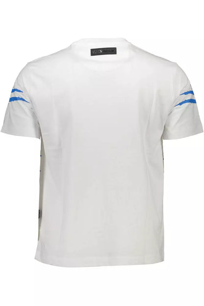 Plein Sport Sleek White Cotton Tee with Bold Contrasts Plein Sport