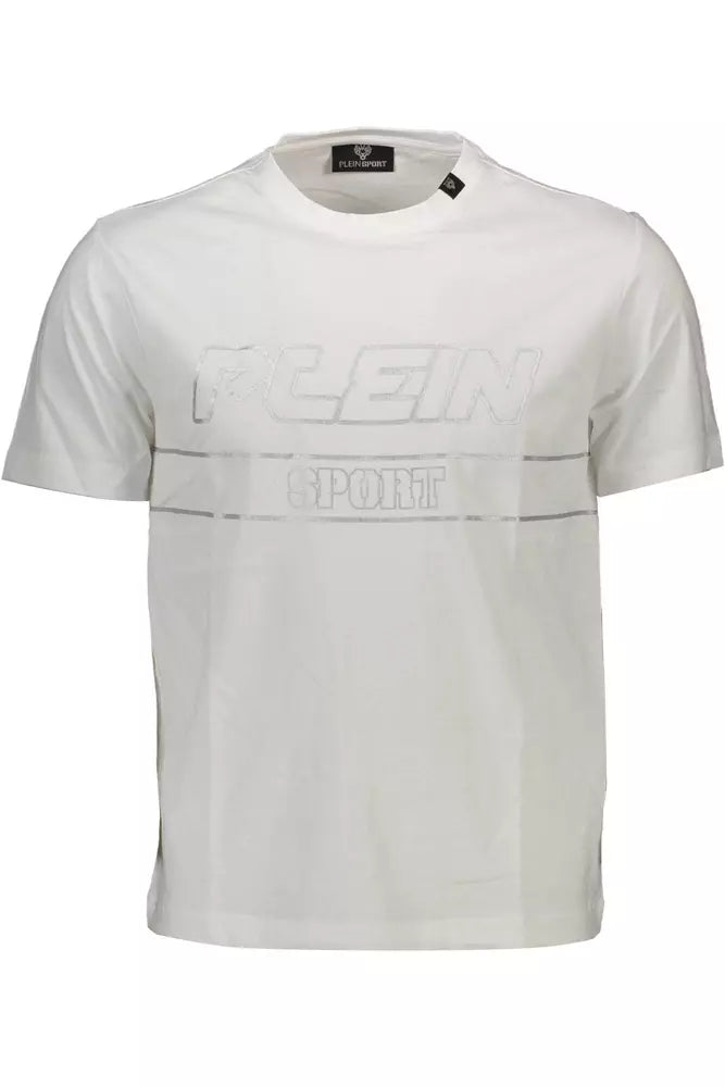 Plein Sport Pristine White Cotton Tee with Bold Accents Plein Sport