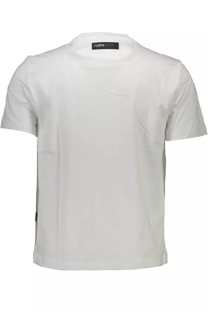 Plein Sport Pristine White Cotton Tee with Bold Accents Plein Sport