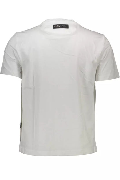 Plein Sport Pristine White Cotton Tee with Bold Accents Plein Sport