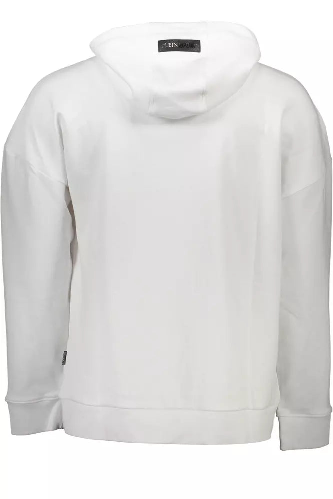 Plein Sport Sleek White Hooded Sweatshirt with Contrasting Accents Plein Sport