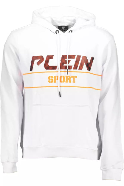 Plein Sport Chic White Hooded Cotton Sweatshirt with Logo Plein Sport