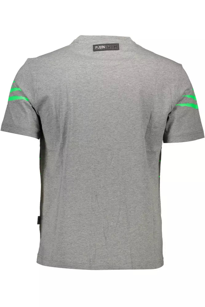 Plein Sport Sleek Gray Crew Neck Designer Tee Plein Sport