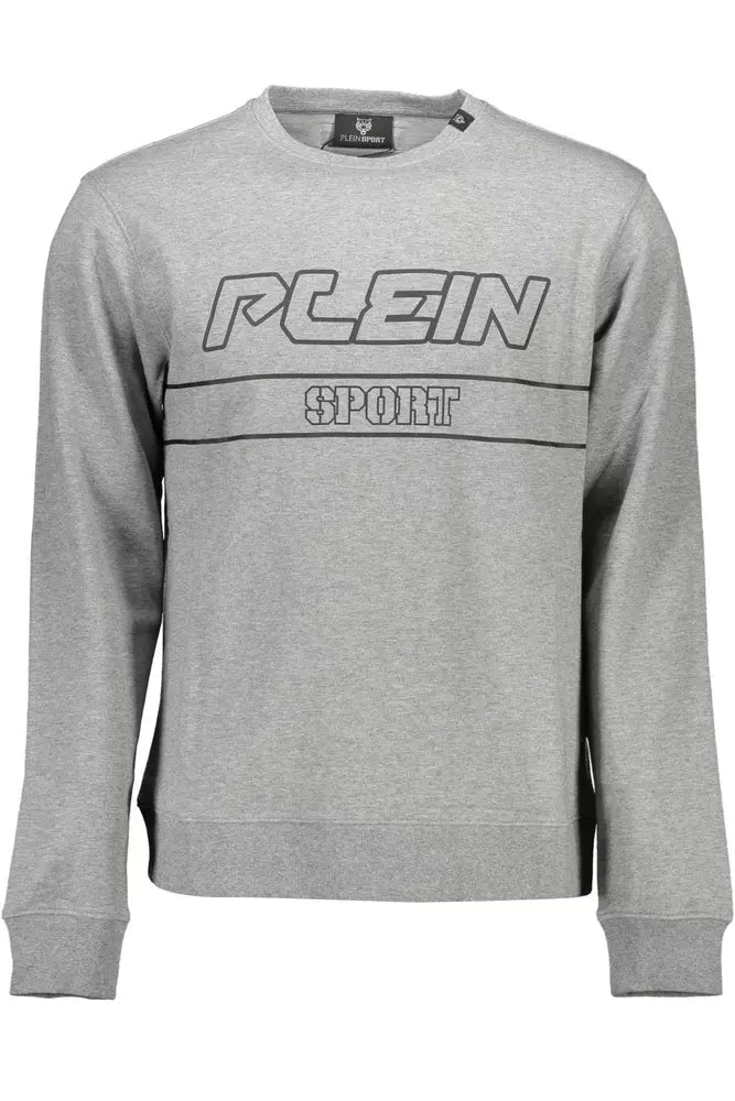 Plein Sport Sleek Gray Long-Sleeve Sweatshirt with Logo Plein Sport