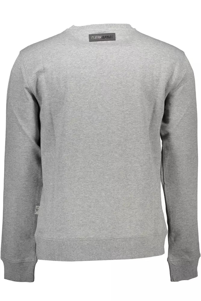 Plein Sport Sleek Gray Long-Sleeve Sweatshirt with Logo Plein Sport