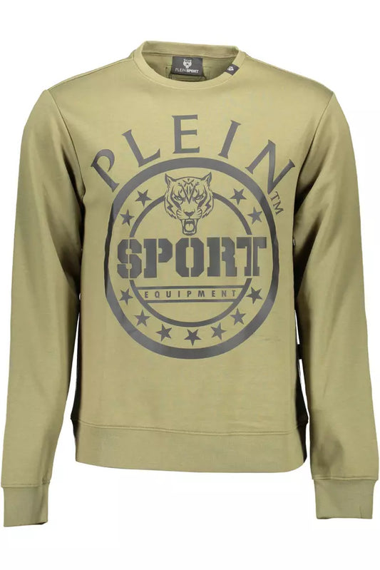 Plein Sport Green Cotton Blend Logo Sweatshirt Plein Sport