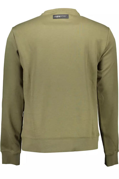 Plein Sport Green Cotton Blend Logo Sweatshirt Plein Sport